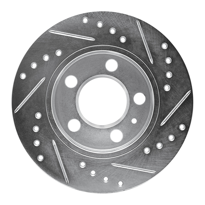 Audi TT Quattro Brake Rotor (1) - Rear Left - R1 Concepts - Drilled & Slotted - Silver - `01-`06